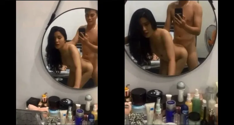 Phang nữ học sinh xinh như hoa trước gương